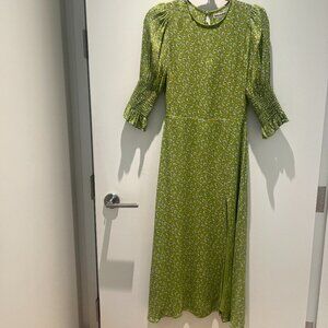Reformation Green Floral Print Midi Dress , Sz 4